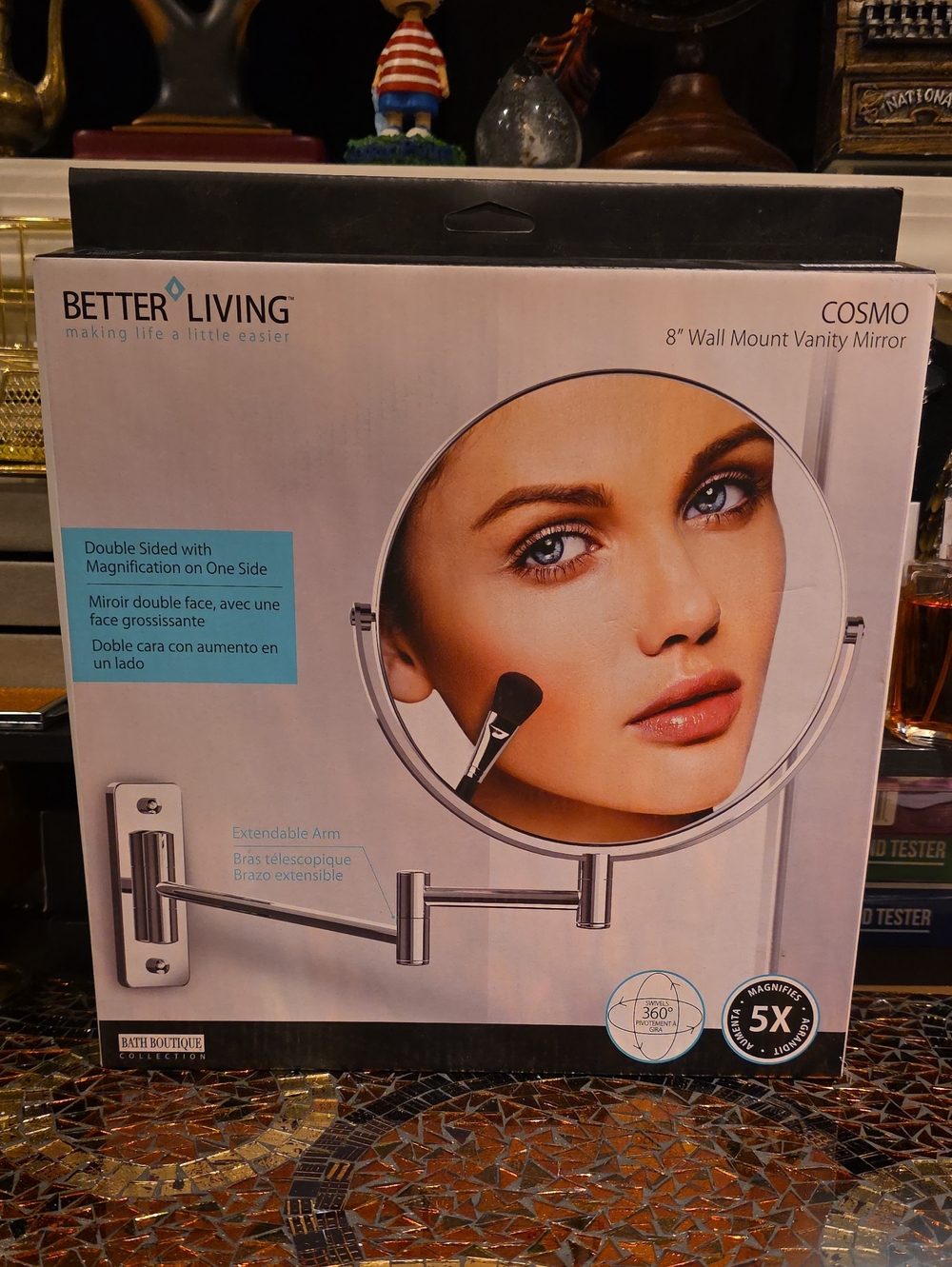 Cosmo 8" Wall Mount Vanity Mirror - Silver